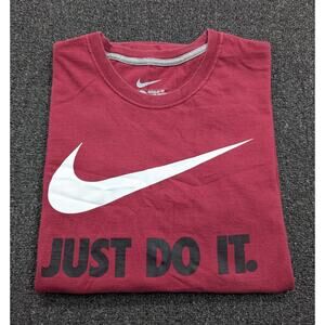 Nike Men's Graphic Red Tee T-shirt Center Swoosh Just Do It Size Large